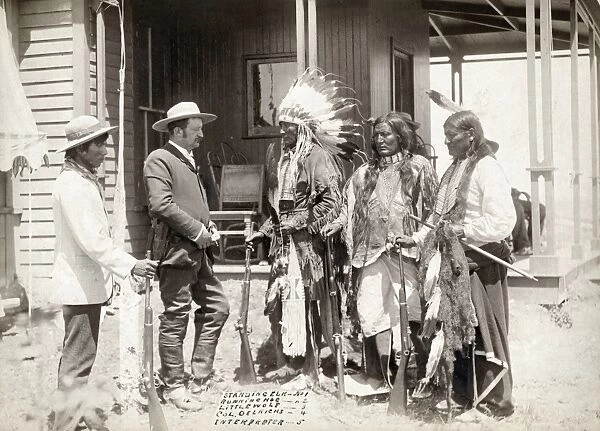 CHEYENNE CHIEFS, 1887. Cheyenne chiefs Standing Elk (in headdress), Running Hog