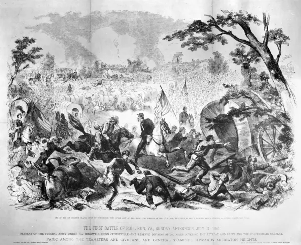 CIVIL WAR: BULL RUN, 1861. The First Battle of Bull Run, 21 July 1861. Wood engraving, American, 1861