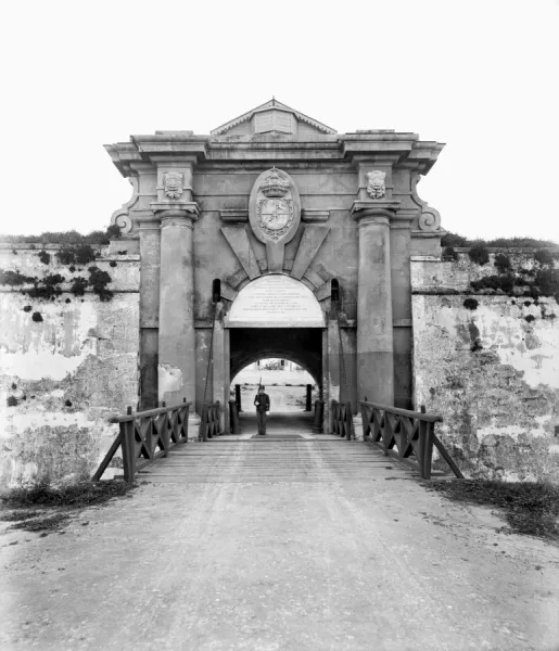 CUBA: LA CABANA, c1900. Entrance gates to the Fortaleza de San Carlos de la Cabana