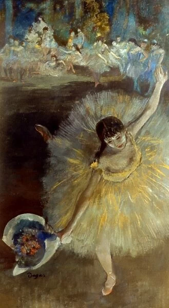 DEGAS: ARABESQUE, 1876-77. Edgar Degas: The end of the arabesque. Pastel on canvas, 1876-77