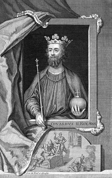 EDWARD II (1284-1327). King of England 1307-1327. Line engraving, English, 18th century