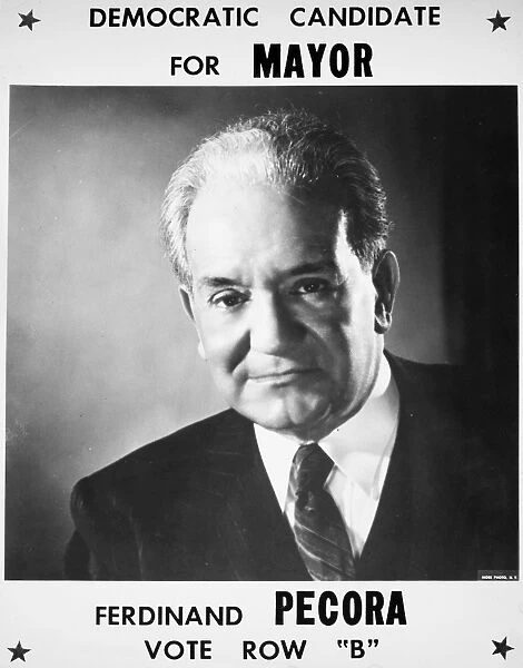 FERDINAND PECORA (1882-1971). American jurist. Campaign photograph when Democratic candidate for mayor of New York City