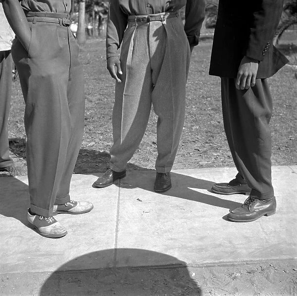 FLORIDA: ZOOT SUITS, 1943. Men wearing zoot suits at Bethune-Cookman College in Daytona Beach