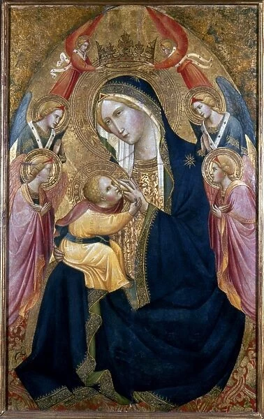 GADDI: MADONNA. Madonna of Humility with Adoring Angels. Panel attributed to Agnolo Gaddi