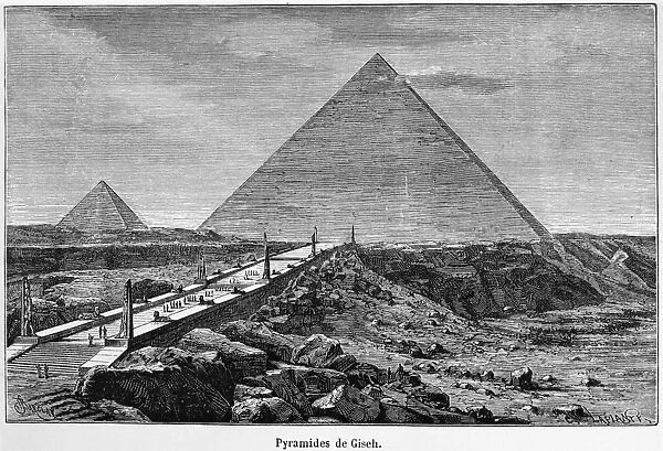 GIZA: PYRAMIDS. The pyramids at Giza, Egypt. Engraving, c1878