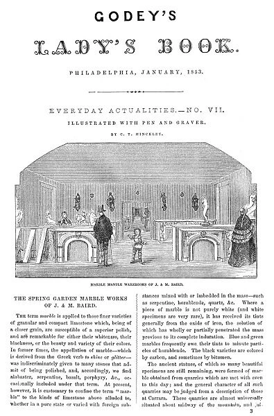 GODEYs LADYs BOOK, 1853. First page of the January 1853 issue of Godeys Ladys Book
