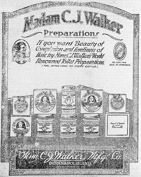 HAIR CARE AD, 1920. American advertisement, 1920, for cosmetic and hair care products