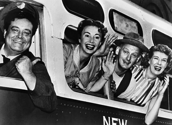 THE HONEYMOONERS, c1955. Left to right: Cast members Jackie Gleason, Audrey Meadows, Art Carney, and Joyce Randolph in a publicity photograph for the television series The Honeymooners, c1955