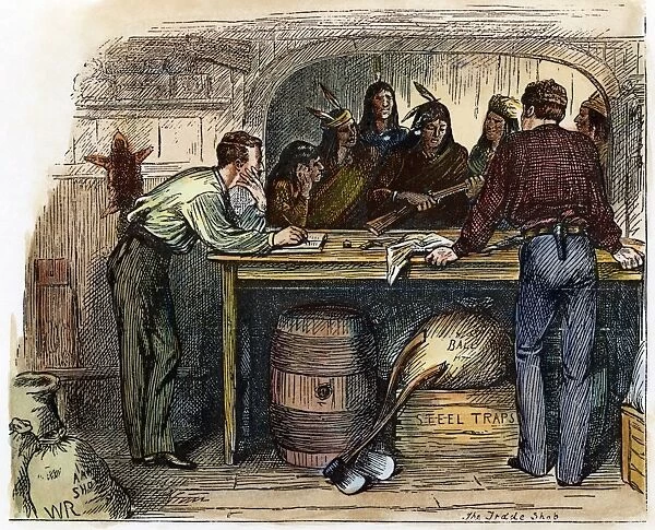 HUDSONs BAY COMPANY, 1877. A company store on Hudson Bay, Canada. Wood engraving, 1877