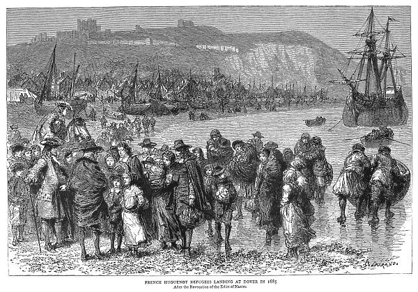 HUGUENOTS IN DOVER, 1685. French Huguenots landing at Dover, England, after the