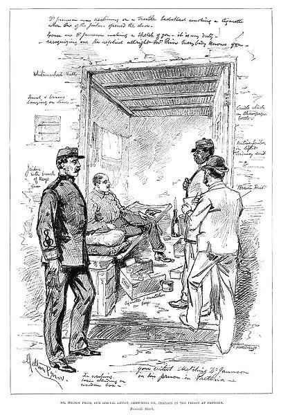 JAMESON RAID, 1896. British colonial statesman Leander Starr Jameson in jail in Pretoria