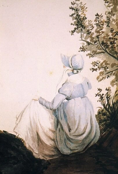 JANE AUSTEN (1775-1817). English author. Watercolor by her sister Cassandra Austen