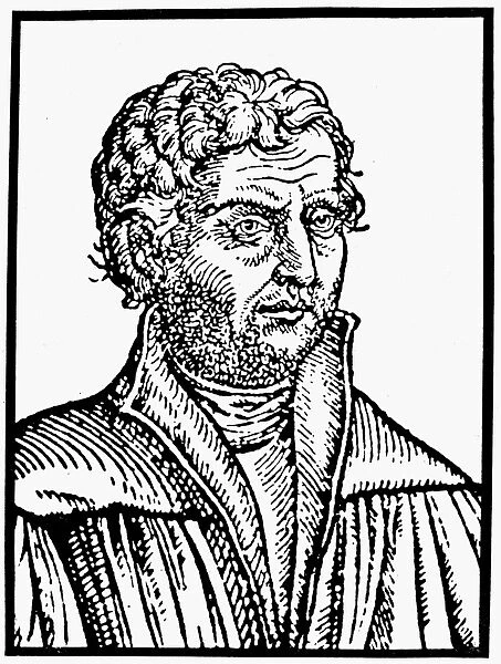 JOHANN REUCHLIN (1455-1522). German humanist. Presumed woodcut portrait of Reuchlin