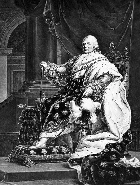 LOUIS XVIII (1755-1824). King of France, 1814-1824. Louis XVIII in his coronation robes