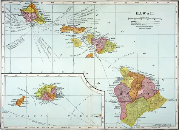 MAP: HAWAII, 1905. Map of the Hawaiian Islands printed in the United States in 1905