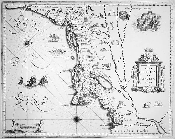 MAP: NEW ENGLAND, 1635. Line engraving of Nova Belgica et Anglia Nova from Willem