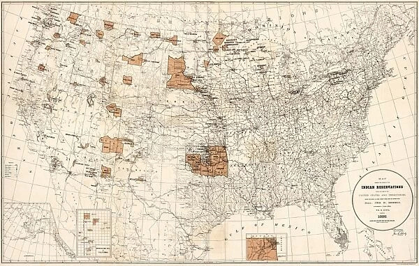 MAP: RESERVATIONS, 1888. Indian reservations within the United States and territories