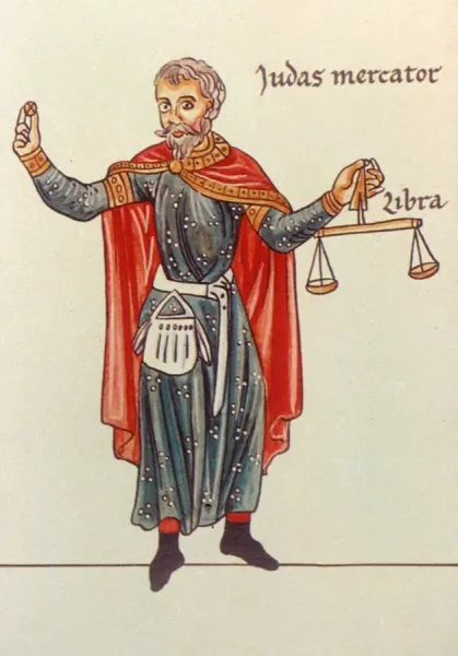 MEDIEVAL MERCHANT. Manuscript illumination from a Hortus