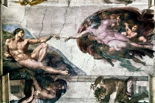 MICHELANGELO: ADAM. The Creation of Adam. Fresco by Michelangelo from the Sistine Chapel