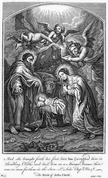 THE NATIVITY. Copper engraving, English, 18th century