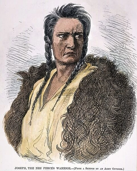 NEZ PERCE CHIEF JOSEPH (1840?-1904). Wood engraving from an American newspaper of 1877