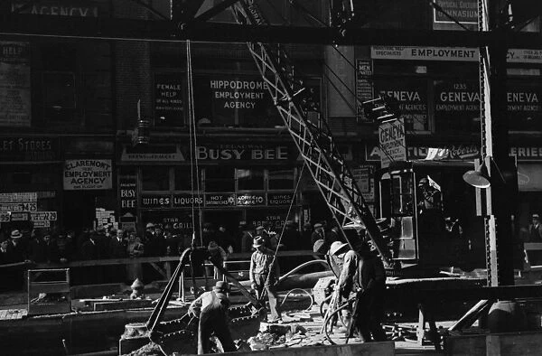 NYC: CONSTRUCTION, 1937. Street construction on 6th Avenue in New York City, in
