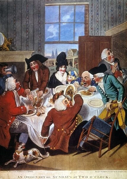 An Ordinary (i. e. a Tavern) on Sundays at Two O Clock. Engraving, 1787, after the watercolor by Robert Dighton
