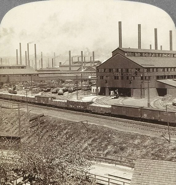 PENNSYLVANIA: STEEL WORKS. The steel works at Homestead, Pennsylvania. Stereograph view