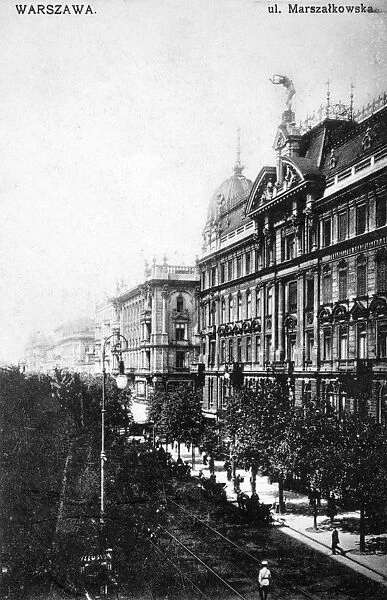 POLAND: WARSAW, c1905-1910. Apartment buildings on Marszalkowska Street in Warsaw