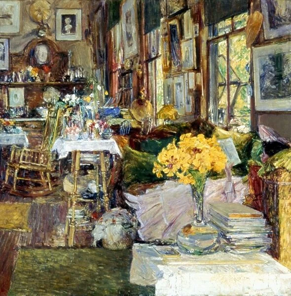 ROOM OF FLOWERS, 1894. Childe Hassam: The Room of Flowers. Oil on canvas, 1894