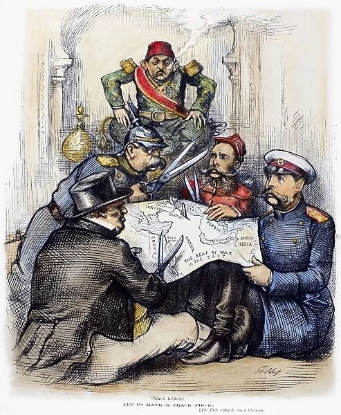 RUSSO-TURKISH WAR, 1877. Peace Rumors. American cartoon by Thomas Nast, 1877