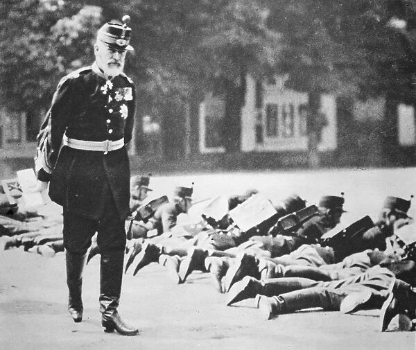 SECOND BALKAN WAR, 1913. King Carol I of Romania inspecting his troops before their