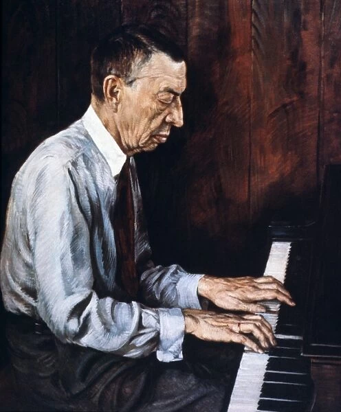 SERGEI RACHMANINOFF. (1873-1943). Russian pianist, composer and conductor. Oil by Boris Chaliapin