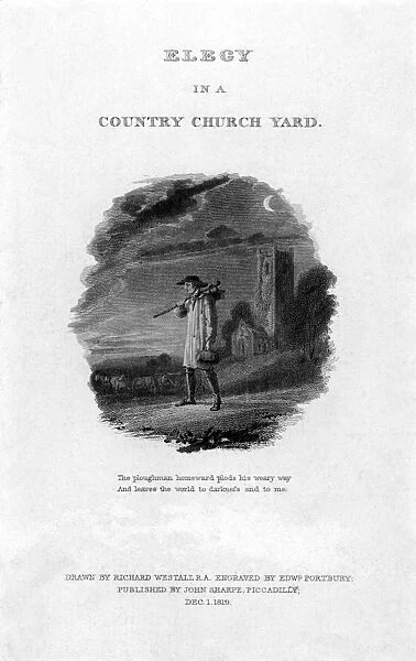 THOMAS GRAY: BOOK ILLUSTRN. An 1819 engraving after Richard Westall for Thomas Grays An Elegy Wrote in a Country Church Yard