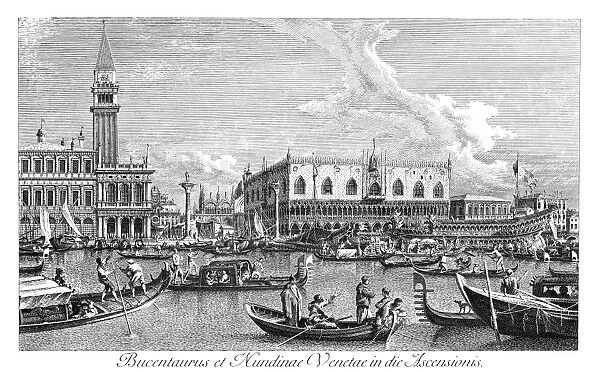 VENICE: BUCINTORO, 1735. The Bucintoro (state barge) returning to the Molo on Ascension Day