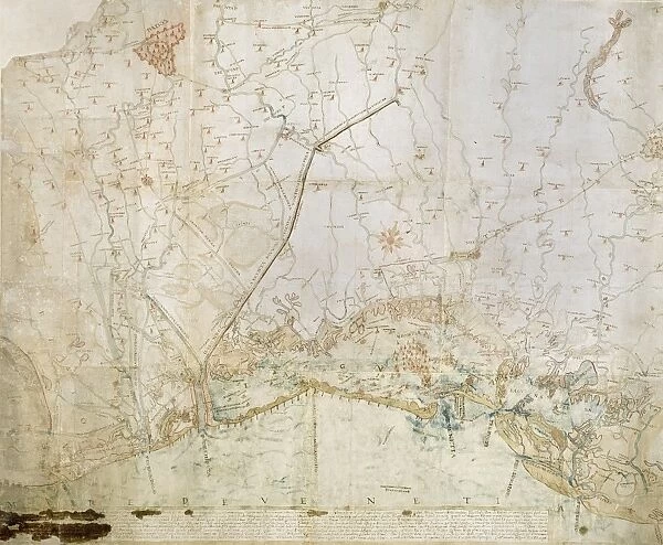 VENICE: MAP, 16TH CENTURY. Map of the rivers flowing into the lagoon of Venice
