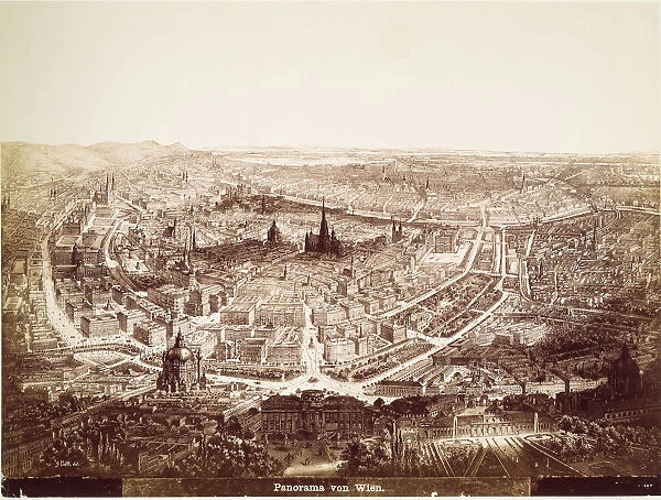VIENNA: PANORAMA, 19th C. A 19th century engraved panoramic view of Vienna, Austria