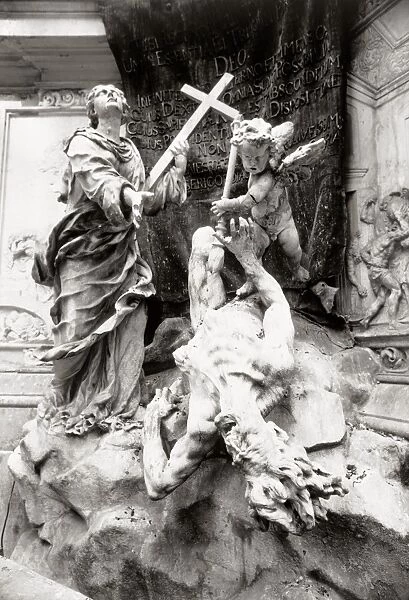 VIENNA: PESTS?ULE. Detail from the Pestsaule (Plague Column) in Vienna, Austria, erected by Emperor Leopold I in the late 17th century in memory of the citys plague victims