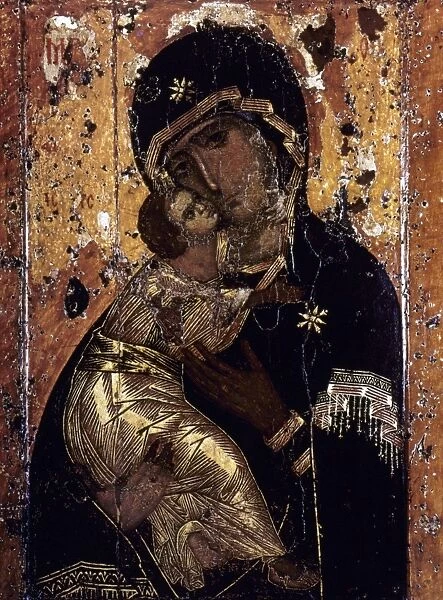 THE VIRGIN OF VLADIMIR. Russian icon painted at Constantinople, c1131
