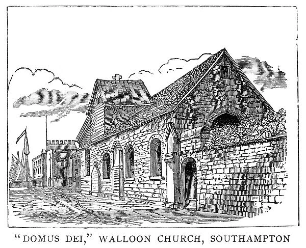 WALLOON CHURCH, 1885. Domus Dei, a Walloon church in Southampton, England. Engraving