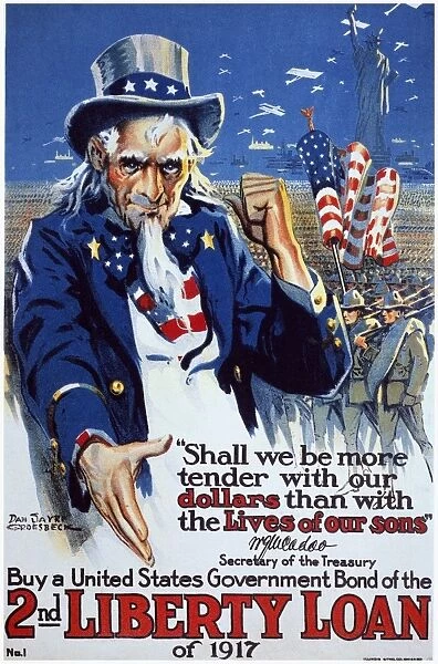 WORLD WAR I: LIBERTY LOAN. Shall We Be More Tender? American World War I Liberty Loan poster, 1917, by Dan Sayre Groesbeck