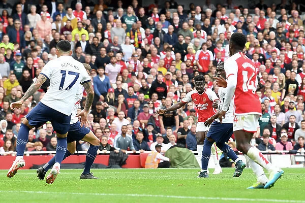 Arsenal's Bukayo Saka Scores First Goal: Arsenal FC vs. Tottenham Hotspur, Premier League 2023-24