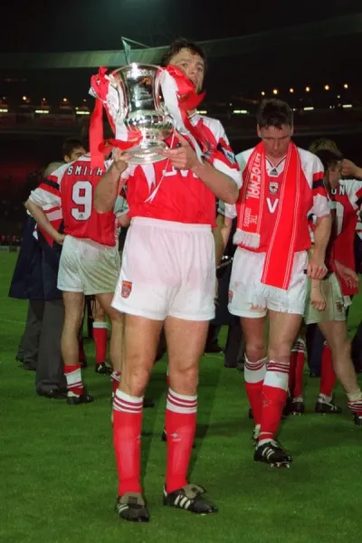 Arsenal Football Club Print: David O'Leary Holds FA Cup Trophy