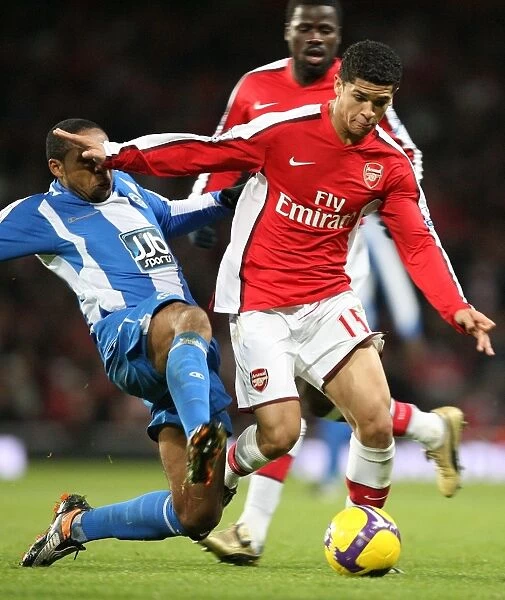 Denilson vs. Wilson Palacios: Arsenal's Edge in the 1:0 Win over Wigan, Barclays Premier League, Emirates Stadium, London, December 6, 2008