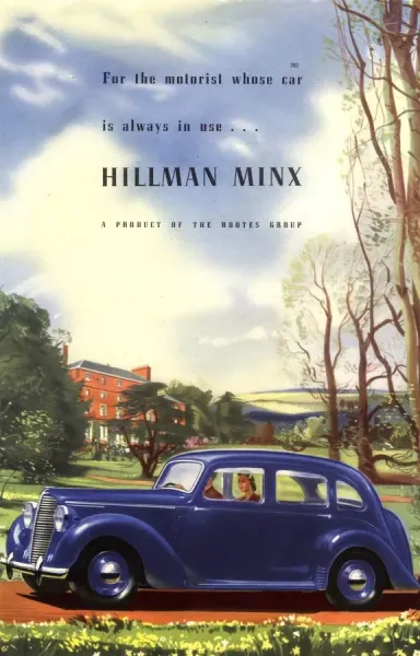 Hillman Minx Print: 1940s UK Rootes Motors Limited Cars. Art