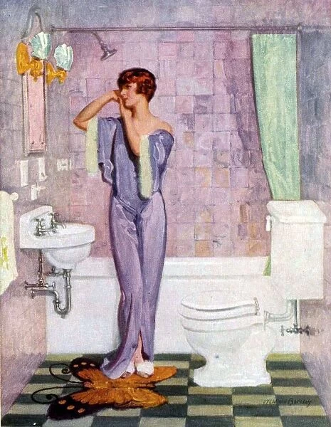 Woman In Bathroom 1930s Uk Cc, Artwork For Bathrooms Uk
