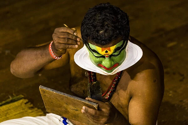 A Kathakali performance at Fort Kochi in Kerala, India