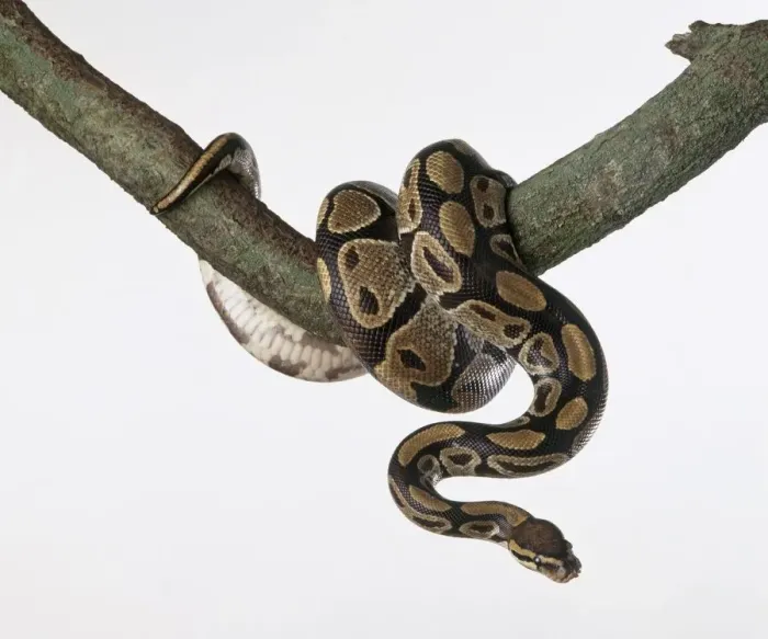 Framed Print : Royal python curled up around a tree branch Print Framed Print : Royal python curled up around a tree branch Print