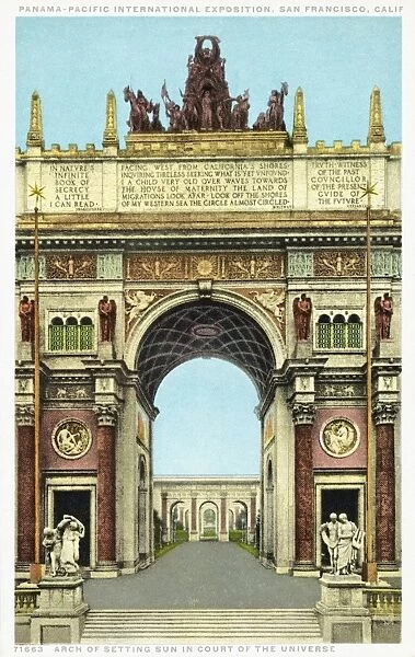 Arch of the Setting Sun in Court of the Universe Postcard. ca. 1915-1930, This image is from the Panama-Pacific International Exposition in San Francisco, California in 1915