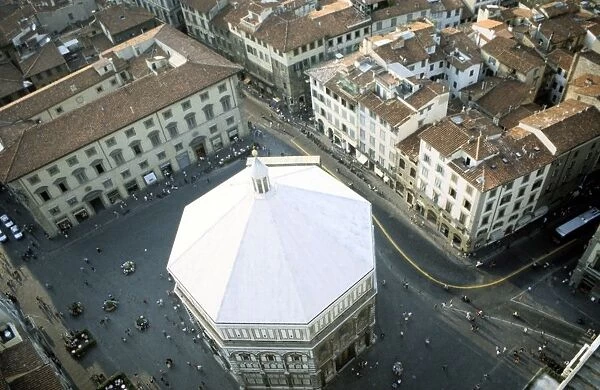 Baptistry building, Florence, Italy, seen from above